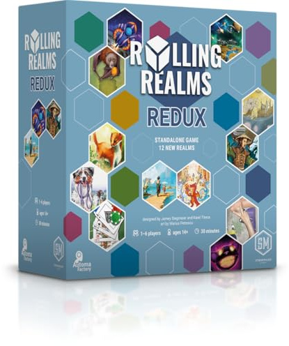 Rolling Realms Redux (engl.) | Ein leichtes, strategisches Roll-and-Write-Spiel für Familien und Erwachsene, Wettbewerb in einer Reihe von Minispielen