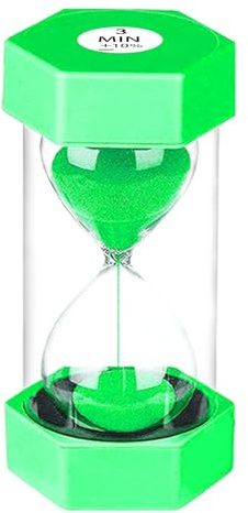 SuLiao Sand timer 3 Minute Hourglass Timer, Plastic Sand Clock 3 Minutes, Big Green Sand Watch 3 Min, Hour Glass Colored Sandglass Timer for Kids, Games, Classroom, Decorative