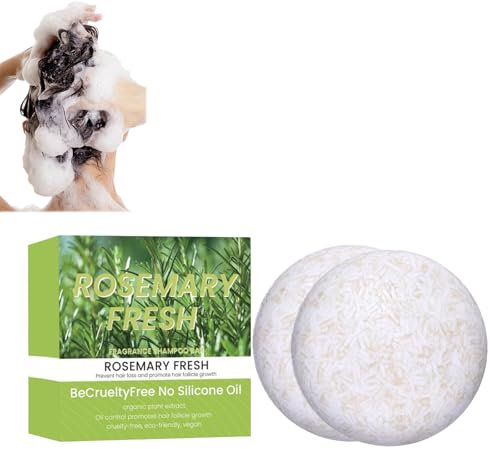Rosmarino Solido Shampoo Bar 2 pezzi, 100% sapone naturale, sapone per la doccia per tutti i tipi di pelle, shampoo per la crescita dei capelli, tonificante, sapone per la doccia per tutti i tipi di
