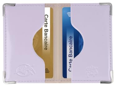 Color Pop Etui 2 Cartes bancaires blindé (Anti-RFID) - Fabrication française - Protection des données bancaires (Lilas - PVC Vernis) - 9,7 x 6,5 x 0,5 cm