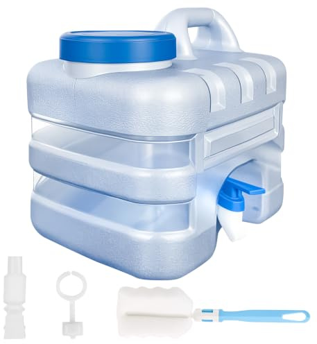 XCRPRT Bidón de agua de camping de 5 litros, depósito de agua con grifo, bidón de agua de plástico, bidón de agua portátil, depósito de agua para camping con asas, depósito de agua para senderismo