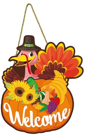 HOLIDYOYO Türschild Für Thanksgiving Rustikales Hängendes Für Eingangstür Für Herbstliche Dekoration Für Familie Und