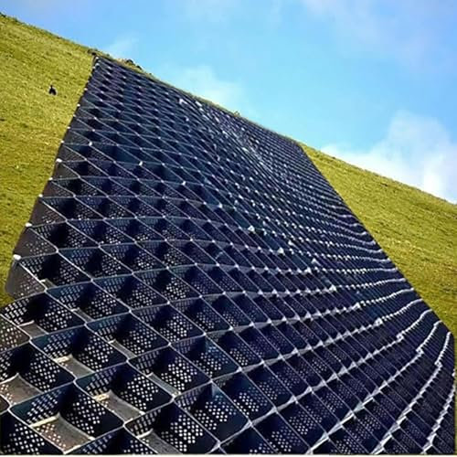 Griglia stabilizzatore flessibile per ghiaia per erba sintetica, lunghezza da 4 m a 10 m, ideale per pendii e muri di sostegno, pieghevole ed espandibile, 6 x 6 m, supporto a terra