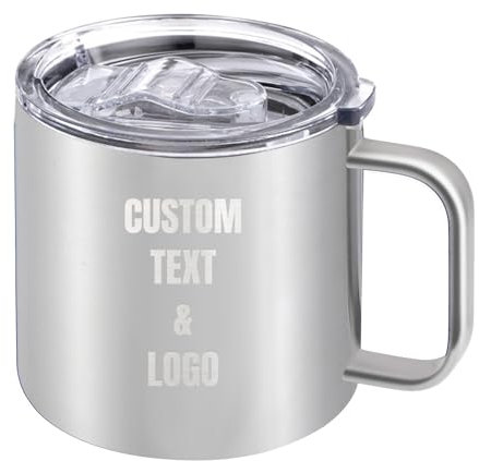 TEBERTFTS Tasse à café personnalisée, tasse isotherme en acier inoxydable avec texte et nom – Gobelet de 355 ml à 414 ml avec couvercle à poignée, cadeau pour homme, femme, maman, papa, lui, elle