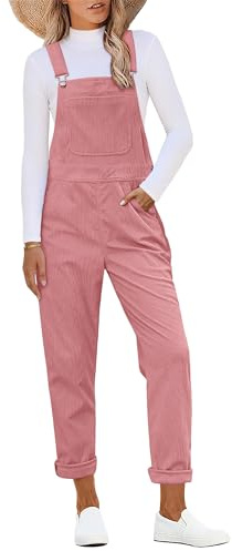 Roskiky Corduroy Overalls for Women Adjustable Straps Jumpsuit with Pocket