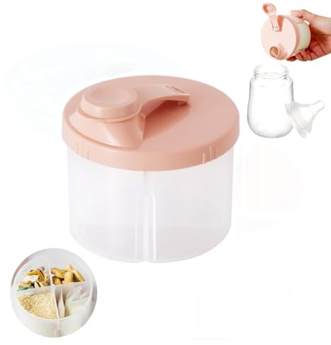 Milk Powder Dispenser Pot 4 Compartment, Baby Formula Milk Travel Container, Portable Formula Powder Storage Box with Non-Spill Rotatable Cover for Outdoor Shopping Travel Bring Fruit Snacks