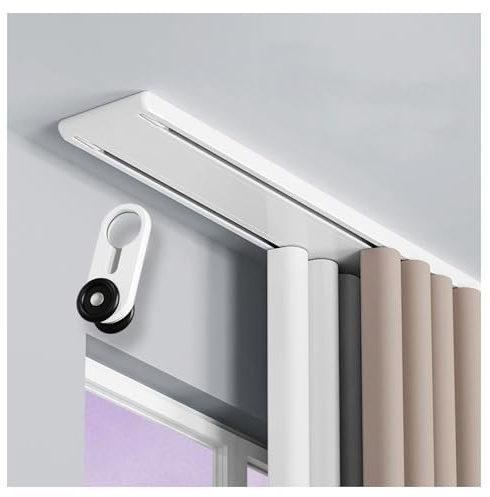 2-läufig Gardinenschiene Aus Aluminium Vorhangschienen Deckenbefestigung Stummen Vorhangstange Doppelläufig Für Schiebevorhang 180/250/380/430cm(White,280cm)