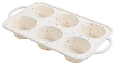 Fahoujs 6 Cavità French Muffin Stampo Da Forno Flessibile Non Strato Silicone Vassoio Con Facile Stoccaggio Design Macchiato Cupcake Padella Muffin Resistente al Calore