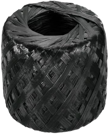 sourcing map Ficelle en plastique et nylon polyester de 225 m, 30 mm, emballage domestique pour jardinage, artisanat, transport, noir