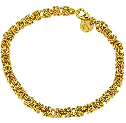 Tendenzalia Byzantiner Königsarmband rund original italienische Kette 18kt Gold doublé 5mm breit Länge 25cm Armband für Damen und Herren