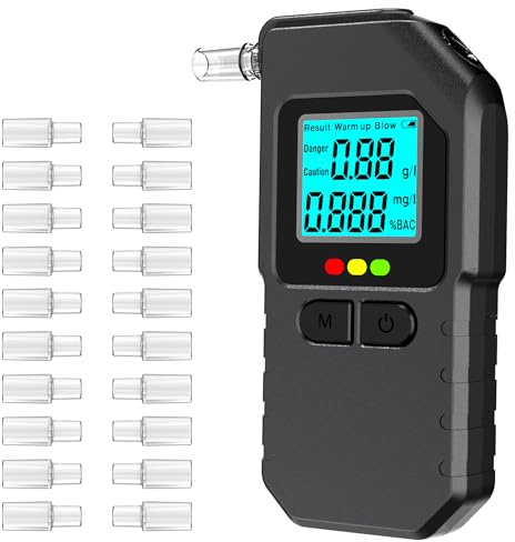 TORVEX Breathalyser for UK Drink Driving Limits, High Precision Digital Breathalyzer with LCD Display, Alcohol Testing Kits 20 Mouthpieces, Portable Breathalyser for Home Party & Safe Driving
