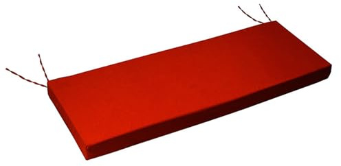 Cuscino per panca da giardino con laccetti, imbottitura spessa e impermeabile, per sedia a dondolo, mobili da patio (rosso, 140 x 42 x 8 cm)