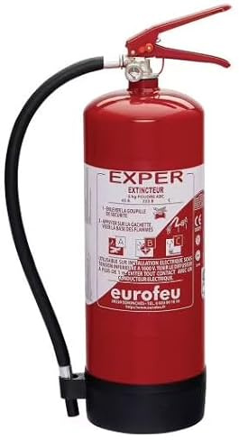 Extincteur à Poudre ABC 6 kg EUROFEU, avec Support de Fixation et Panneau de Signalisation, pour Véhicules et Domiciles (6 KG)