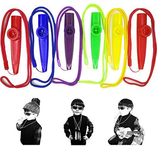 Fartime 6Pcs Plastic Kazoos With Lanyards,Musical Instruments,Good Gift for Kids,A Good Companion for Ukulele, Violin, Guitar,Piano Keyboard.