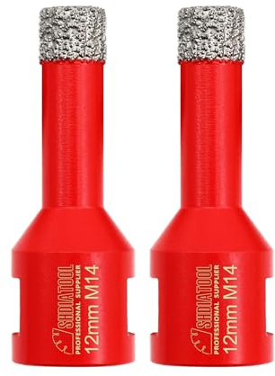 Diamant Fliesenbohrer 12mm - 2 stücke M14 Diamantbohrer Lochsäge für Fliesen Porzellan Keramik Marmor Granit Bohrungen, für Winkelschleifer