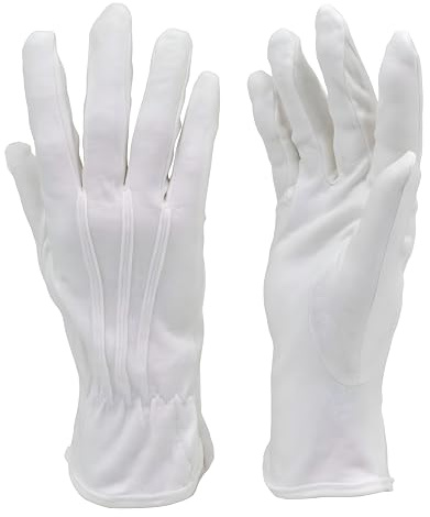 G & F Products 100% algodón blanco, guantes de desfile, guantes formales, guantes de inspección, 12 pares S (24 piezas) talla M