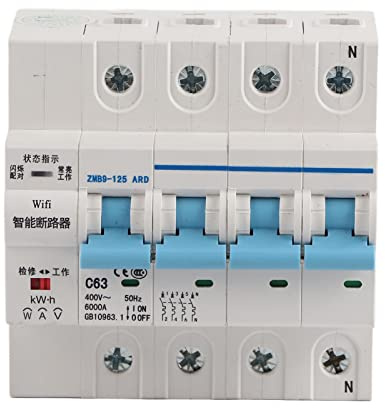 WiFi 4P Disjoncteur Intelligent, ZMB9-125 Commutateur de Télécommande sans Fil 400V 25A 40A 63A 80A 100A(63A)