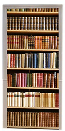 A.Monamour Türtapete Selbstklebend Türfolie Türposter 3D 3D Bibliothek Bücherregal Voller Bücher Vintage Hintergrund Vinyl Folie Türdeko Tapete Wandbild Türaufkleber Türtattoo 90 x 200 cm