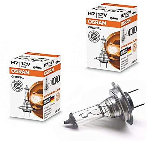 2x Osra.m H7 55W 12V 64210 Original Weiß Long Life Ersatz Halogen Birne für Scheinwerfer, Fernlicht, Nebelleuchte vorne - E-geprüft