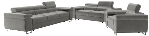 Mirjan24 Sofa Set Torezio 3+2+1, Sofagarnitur für Wohnzimmer, Couchgarnitur, Wohnlandschaft, Sofas, Couch, Füße aus Metall Chrom, Sofa (Manila 16)