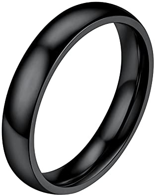 Prosteel Ring för dam herr stål svart storlek 62 4 mm bred – enkel parring