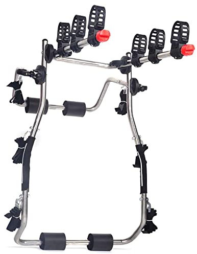 HXFENA Fahrradträger,Faltbarer Fahrradhalter aus Edelstahl Hinten,Kann 3 FahrräDer AufhäNgen,FüR Auto Fahrradheckträger/silver/B