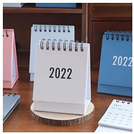 ZAW Kalender 2022 Geschenkkalender Empfindlicher Einfache Schreibtisch Erfrischender Mini-Desktop-Anmerkungs-Coil-Kalender-Buch-Bürobedarf Wandkalender Tischkalender (Color : 2022 Gray)