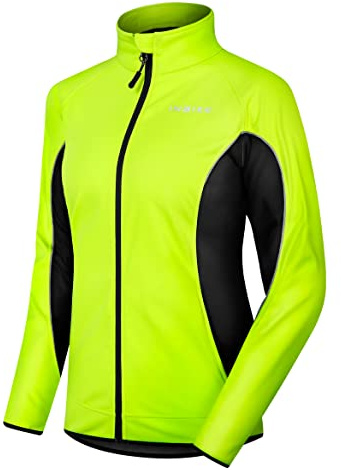 INBIKE Fahrradjacke Damen Winter Thermo Reflektierend Wasserabweisend Winddicht Atmungsaktiv Radjacke Laufjacke WJ802
