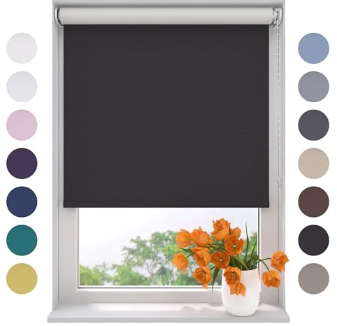 Radeco® Verdunkelungsrollo 210 x 190 cm schwarz, Größen von 40 bis 240 Breite, ohne Bohren möglich, Rollo wandmontage, Rollo 210 cm breit, Fenster rollos für innen, rollos für Fenster
