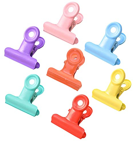 28 Pezzo 7 Tipi Colori Binder Clips, Clip Graffetta, Clip Metallo, Robusto e Durevole, per Staffe per Foto, Ufficio e Cucina