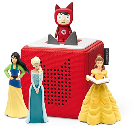tonies Toniebox Disney Princess Bundle Incl. 1 Creative 3 Frozen, Mulan, and Belle, Screen-Free Audiobooks and Kids Music Player, Early Development & Activity Toys, Red