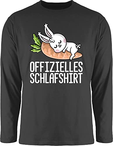 Shirtracer - Langarmshirt Herren Langarm Shirt - Sprüche Statement - Offizielles Schlafshirt mit Hase weiß