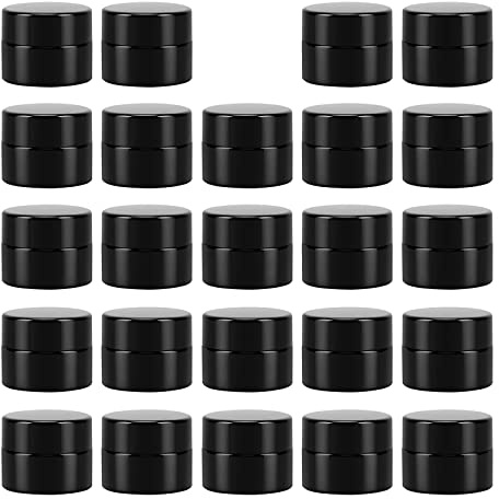 (24 Packs) Green Nexus 5g/5ml UV Protection Glass Jars for Lip Balm, Lotion, Oil, Cream & Cosmetics Enhanced Cap