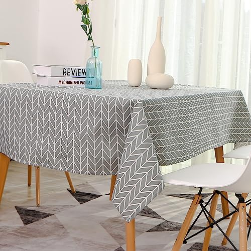 Novetec Tischdecke Leinenoptik Quaste Tischtuch Abwischbar Fleckschutz Pflegeleicht Leinendecke Tischwäsche für Draussen Garten Esszimmer Party und Festen