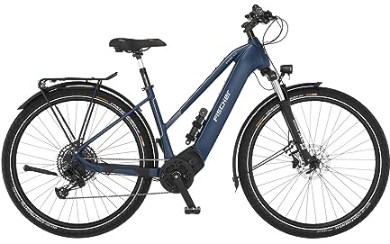 Fischer E-Bike Trekking VIATOR 8.0i, Elektrofahrrad für Damen und Herren, Mittelmotor 90 Nm, 36 V Akku, sattblau