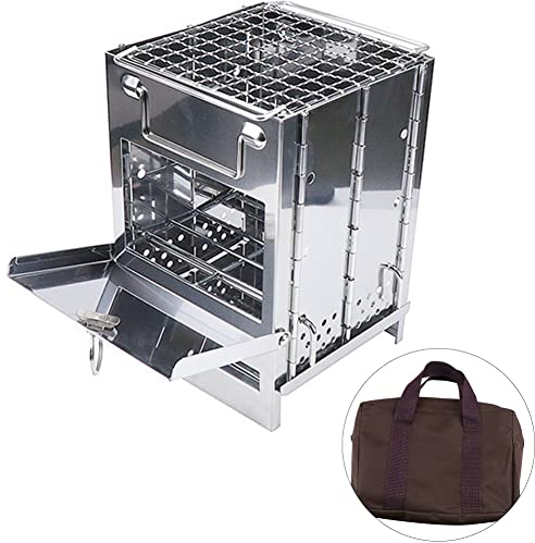 BLUNOA Faltbarer Holzkohlegrill Grillen Tragbarer BBQ-Grill Edelstahl-Klappgrill Mit Wiederverwendbarem Netz Und Aufbewahrungstasche Für Grillabende Im Freien Im Garten, Camping, Picknick Oder Partys