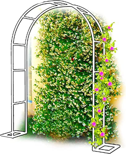 Arche Jardin Aluminium Largeur, Arche À Rosiers Métal, Filet À Plantes Grimpantes, Filet de Treillis, pour Récolte de Concombres, Légume, Vignes, Plantes Grimpantes,Blanc,140x230x40CM
