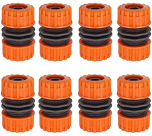 ATB-Foger 8 pcs Hose Connector Double Plug Hose Connector for 1/2 Garden Hoses Garden Schlauchreparatur Gartenschlauch Konnektor Schlauch Kupplung (Braun)