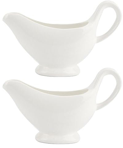 Happyyami 2st Sauciere Soßenkrug Soßenschüssel Porzellangrab Gewürzbecher Mit Deckel Behälter Mit Deckel Soßenausgießer Suppenschüssel Mit Schöpfkelle Glasflasche Untertasse Keramik Weiß