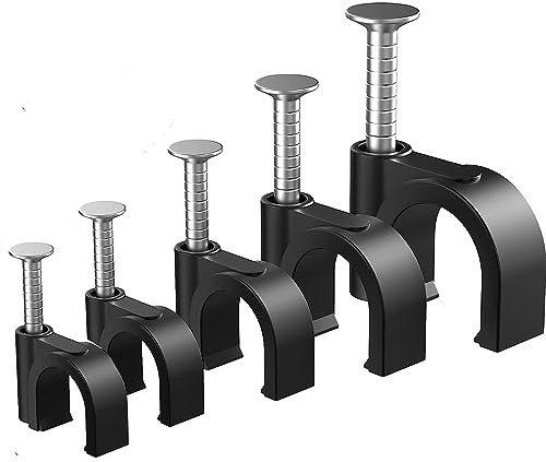 OAIGE.W 500 clip per cavi, clip per cavi, nero, 4 mm, 6 mm, 7 mm, 8 mm, 10 mm, utilizzate per cavi Ethernet, linea telefonica, cavo TV (nero, 4/6/7/8/10 mm)