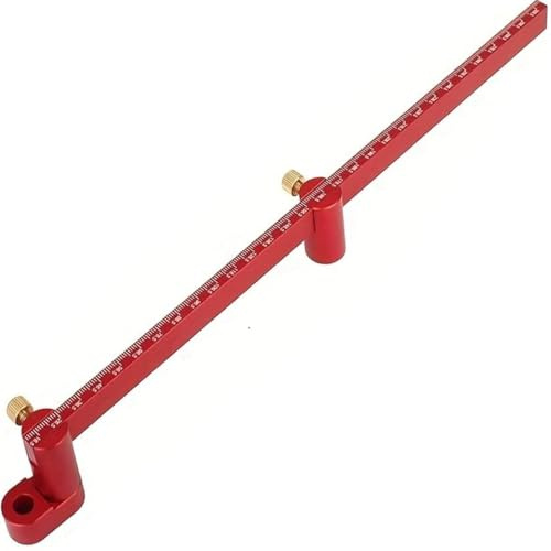 JCFANTS Woodworking Compass Scriber Woodworking Scribe Gauge Adjustable Metric Arc Drawing Ruler Scribing Circle Ruler Marking Gauge Circle Marking Tool (300mm), Red