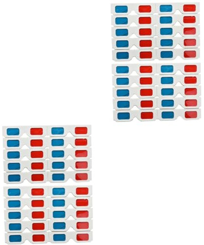 jojofuny 40pcs Glasses Frame Paper Glasses Blue Lens for Cinema Movie Theater Portable Reusable