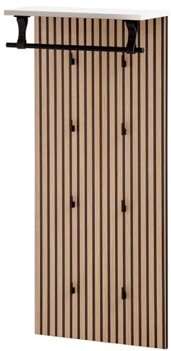 Wandgarderobe Garderobenpaneel in Akustikpaneel-Optik mit weiß, Modern