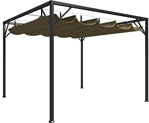 Gartenpavillon mit Ausziehbarem Dach, Chaduof Faltpavillon, Pergola, Partyzelt, Standmarkise, Sonnenzelt, Garten Pavillion, Grillpavillon,3x3 m Taupe 180 g/m²