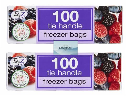 Food & Freezer Bags with Tie Handles - Bundle of 2-100x2 Leakproof, Heavy Duty Freezer Bags - Tid