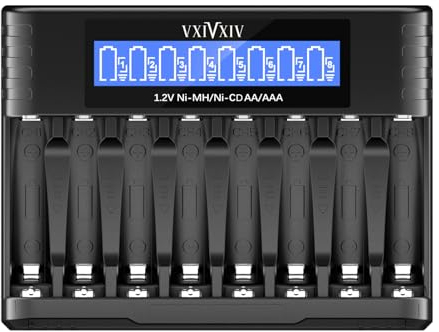 VXIVXIV Ni-MH AAA AA Caricabatteria, 8 Slot Ni-MH Caricabatteria Ni-MH AA Caricabatteria AAA Caricabatteria per 1.2V Ni-MH Ni-CD AA AAA Batteria