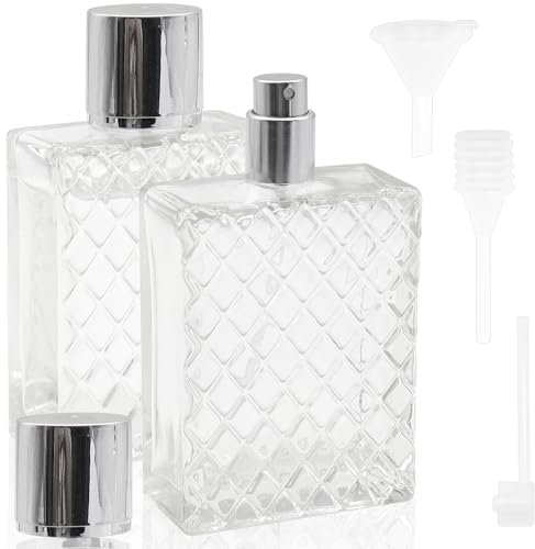 YDHfdc 2 Pezzi Porta Profumo da Viaggio 100ml Boccetta Profumo Ricaricabile Vetro Boccette Profumi Vuoti con Pipette e Imbuto per Profumi, Cosmetici, Viaggi