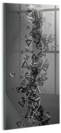 Wallfluent Dicke 4mm Wandbild Glasbild Gehärtetes Glas Mit Motiv 70x140cm Bild Wanddekoration Für die Küche Badezimmer und Schlafzimmer - Abstrakte 3D-Formen
