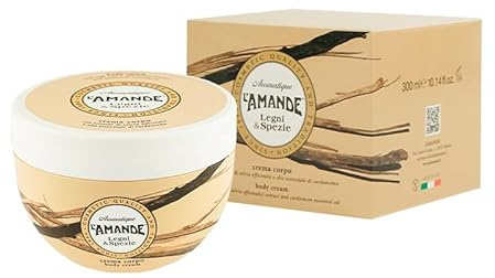 L'AMANDE - Crema Corpo Profumata con Vitamina E, Acido Ialuronico e Olio di Argan, Crema Corpo Idratante Pelle Secca ad Azione Nutriente ed Tonificante, Si Assorbe Rapidamente, 300 ml, Made in Italy