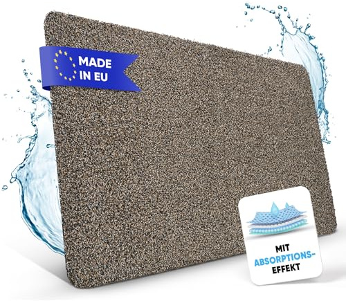 Entrando Fußmatte 50x80 cm - waschbare Schmutzfangmatte innen, Granit | Ultradünne Türmatte aus Baumwolle ohne Gummirand für Haustür und Wohnungstür - waschbar bei 30 Grad, rutschfest, saugstark